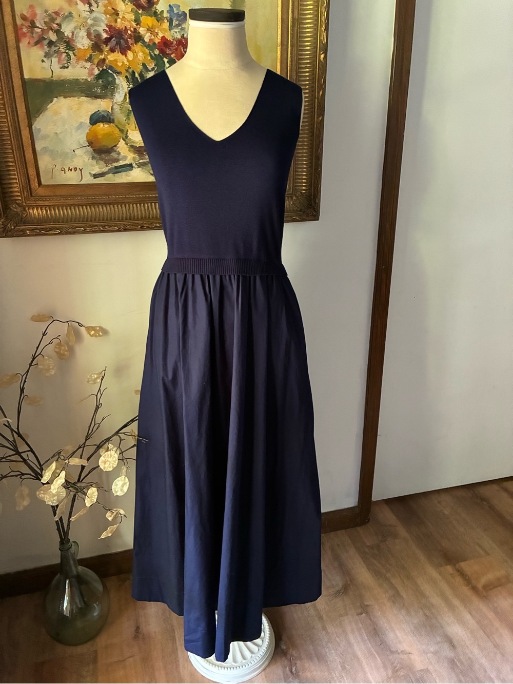 Taylor Navy Blue Sleeveless Maxi Dress Event Dress Size Large